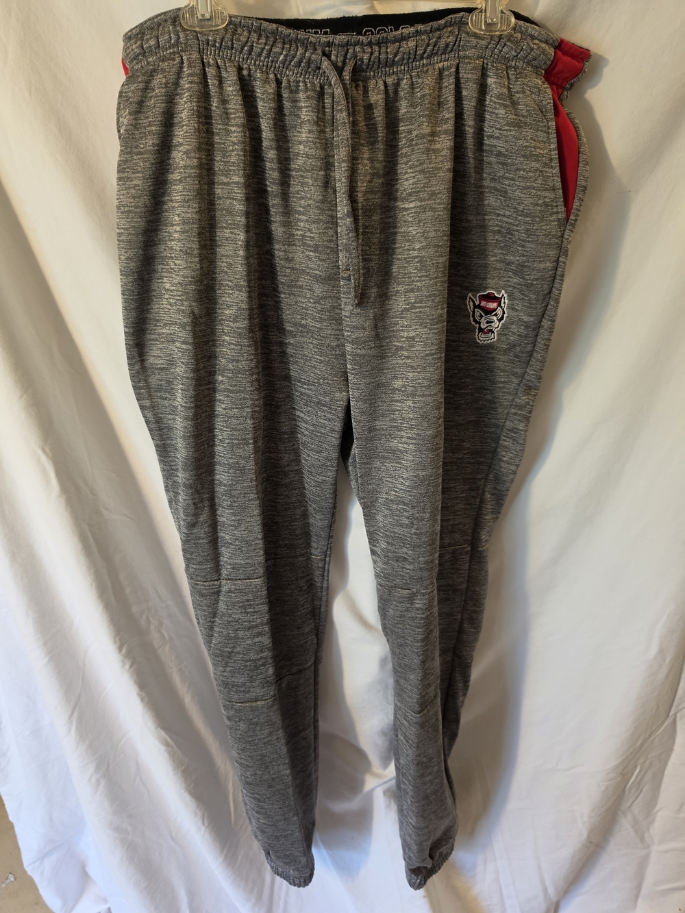 NC STATE Men's Gray Jogger Sweatpants with Red Accent